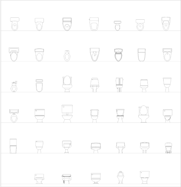 Water Closet Plans and Elevations CAD collection dwg