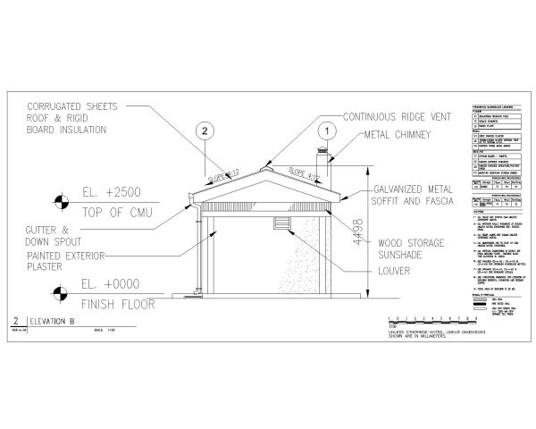 Free AutoCAD Drawing of WOOD STOVE ROOM_ Elevation - B