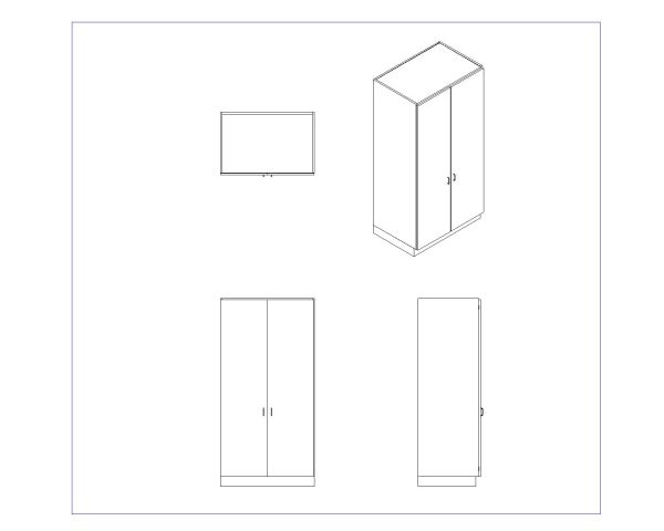 Free AutoCAD 2D & Isometric Drawing of Wooden Cabinet Design- (12)