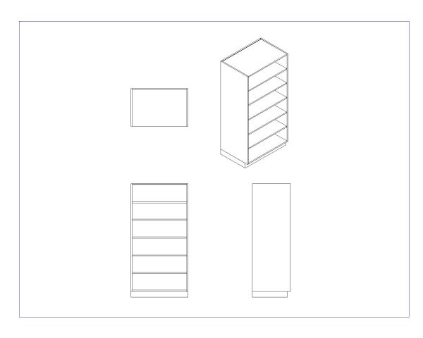 Free AutoCAD 2D & Isometric Drawing of Wooden Cabinet Design- (4)
