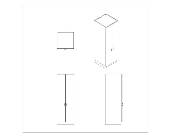 Free AutoCAD 2D & Isometric Drawing of Wooden Cabinet Design- (6)