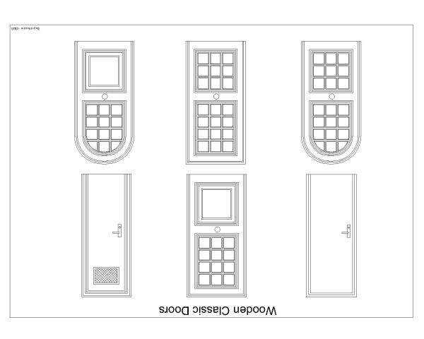 Free AutoCAD 2D Drawing for Wooden Classic Doors