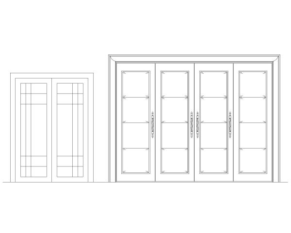 Free AutoCAD 2D Wooden Door with Glass Deatiled Design- (16)