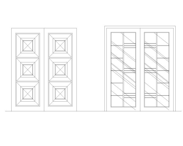 Free AutoCAD 2D Drawing for Wooden Door with Glass Deatiled Dwgs (9)
