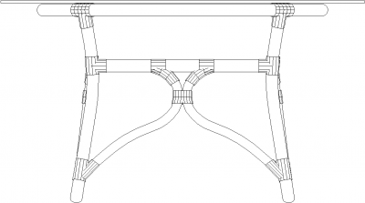 1000mm Height Rattan Made Coffee Table with Glass Left Side Elevation