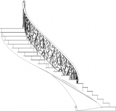 1297mm Wide Traditional Stairs with Gothic Design Railing Left Side