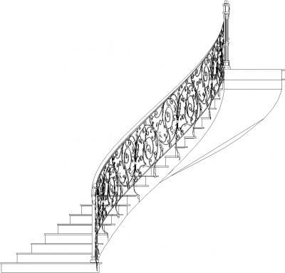 1297mm Wide Traditional Stairs with Gothic Design Railing Right Side