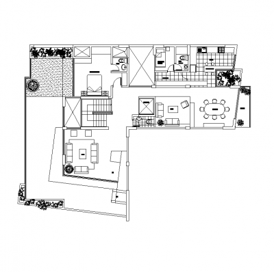 2D CAD Penthouse Floor Plan - CADBlocksfree | Thousands of free CAD blocks