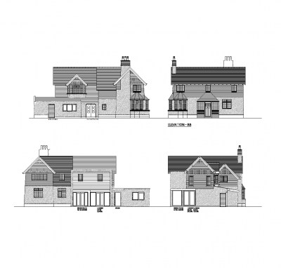 2D CAD Block Large Property Design Elevations CADBlocksfree