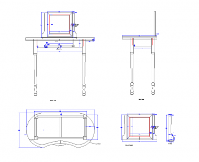 Dressing table and mirror design DWG drawing CADblocksfree