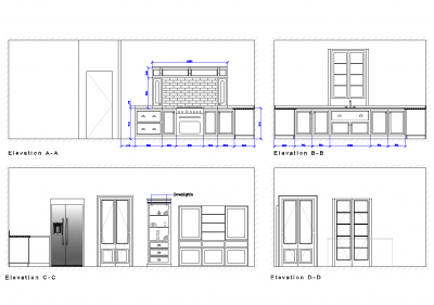 Modern Kitchen Elevation CAD Drawings, 2D AutoCAD Models