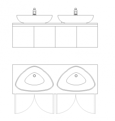 Double Vanity Cad Block - Image to u