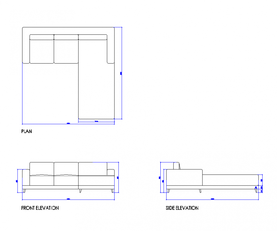 Right hand corner sofa dwg drawing | Thousands of free AutoCAD drawings