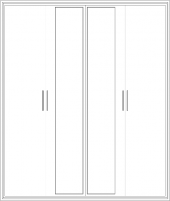 2000mm Height Tall Unit Closet with Double Sliding Door Front Elevation