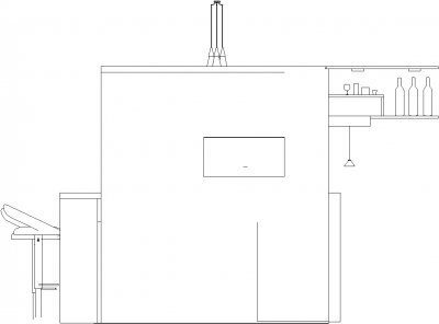 3096mm Wide Mini Bar Counter with Five Bar Stools Rear Elevation dwg