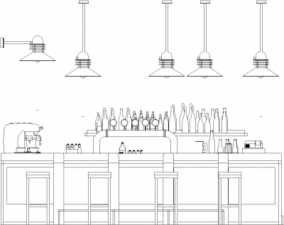 3495mm Height Bar Counter with Bell Lights Wine Glass Made Front