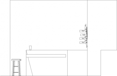 4066 Length L Shape Bar Counter with Four Bar Stools Right Side