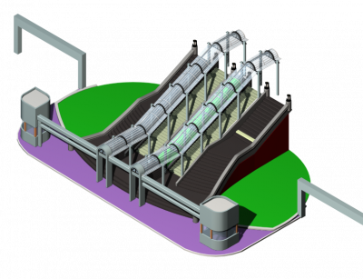 3DS Max Block Train Station Entrance Steps CADBlocksfree Thousands