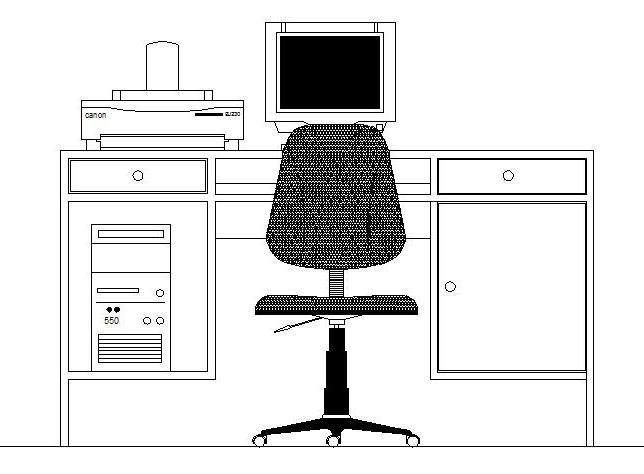 Office - Retro Desk Elevation | Thousands of free AutoCAD drawings
