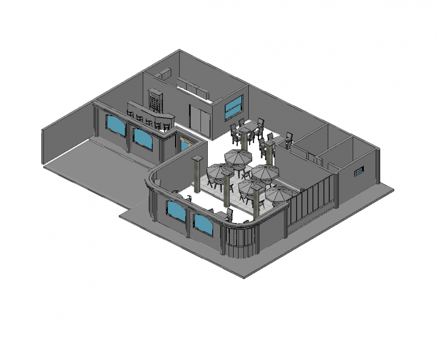 3D CAD Bar Cafeteria - CADBlocksfree | Thousands of free CAD blocks