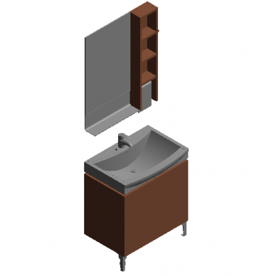 Integrated wash basin (single basin, 705×505) revit family Thousands
