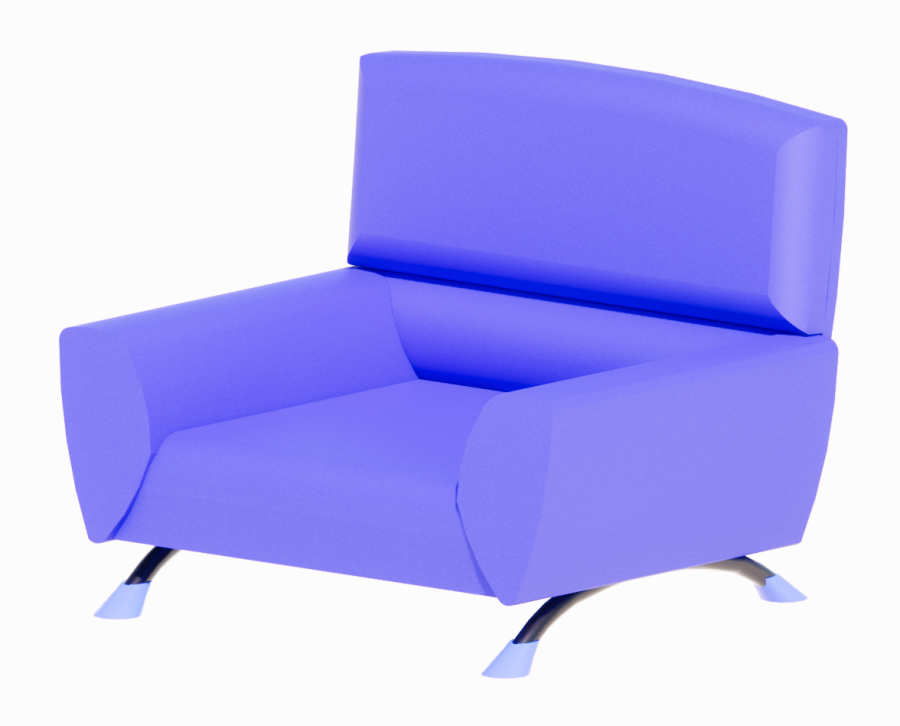 Blue Leather Armchair Revit Model Cad, Light Blue Leather Arm Chair