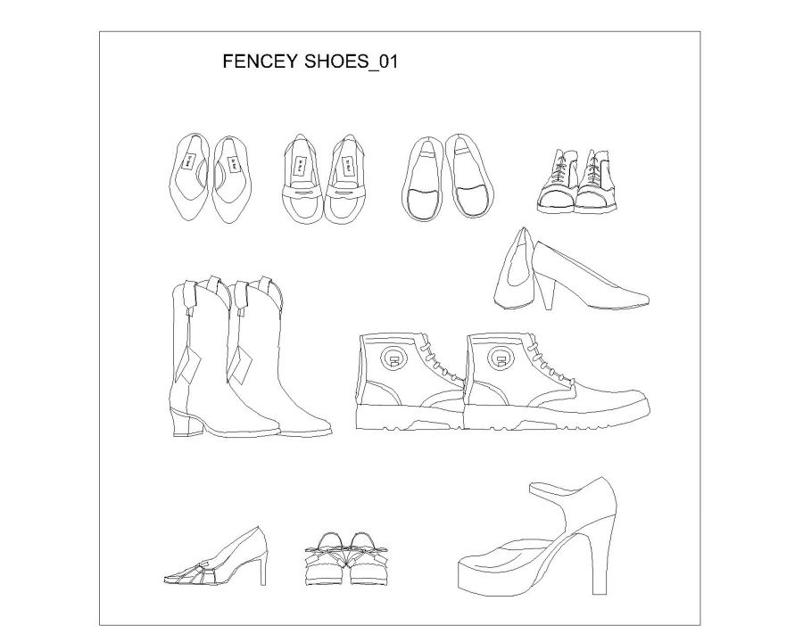 Fancy Shoes .dwg-1 | Thousands of free AutoCAD drawings
