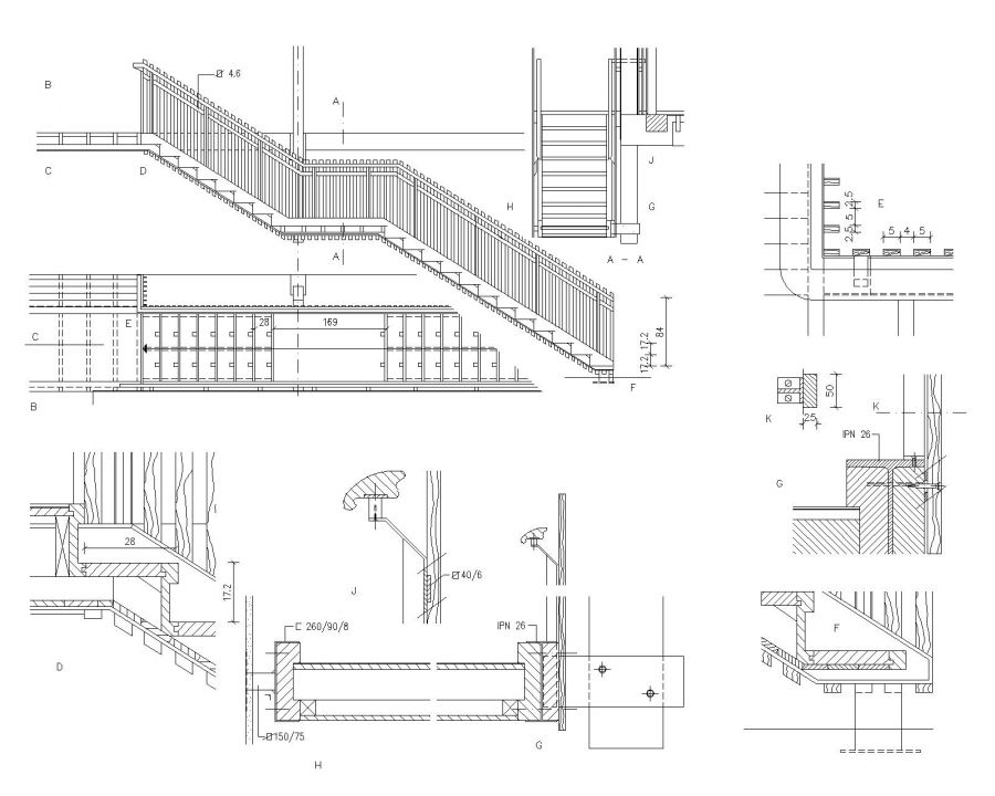 Wooden Staircase Details Dwg 1, Wooden Staircase Construction Details