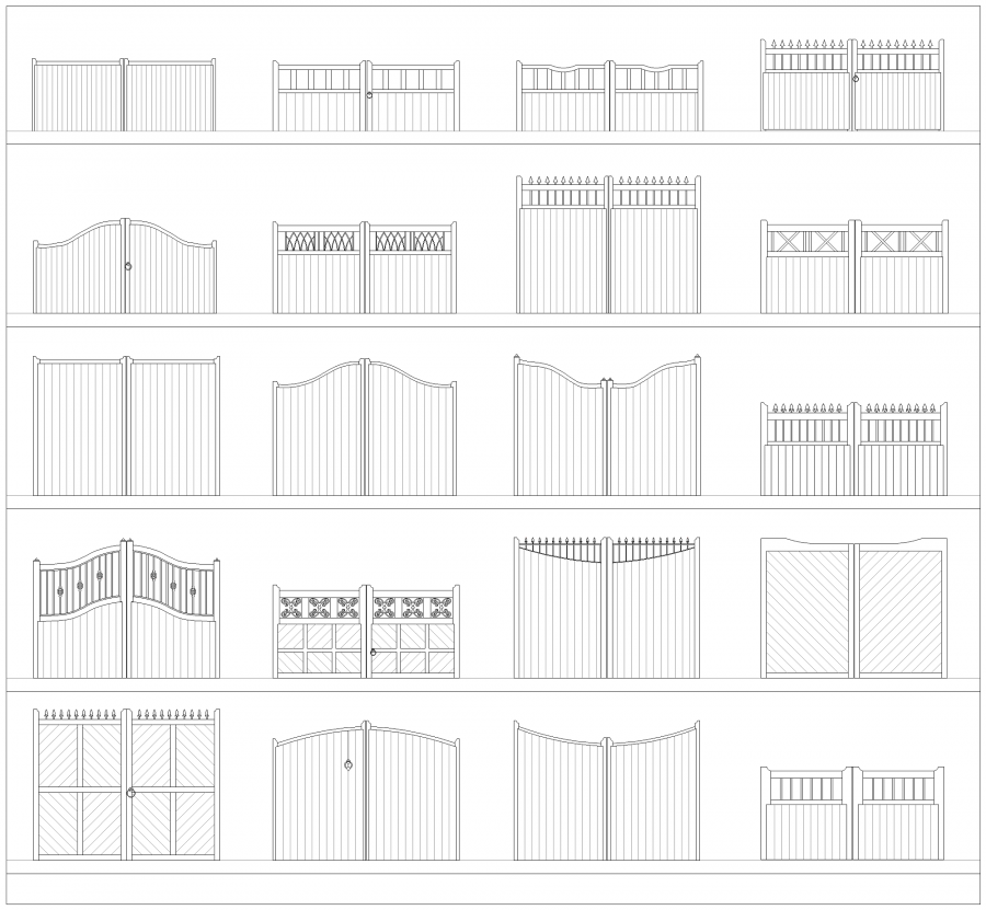 Wooden driveway gates CAD blocks dwg - CADblocksfree | Thousands of ...
