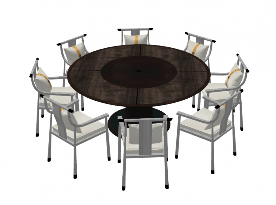 Wooden Circle Table With 8 White Chairs, Circle Table 8 Chairs