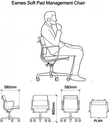 AutoCAD download Eames Soft Pad Management Chair DWG Drawing