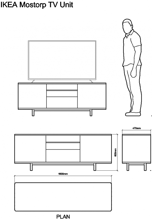 AutoCAD download IKEA Modtorp TV Unit DWG Drawing | Thousands of free ...