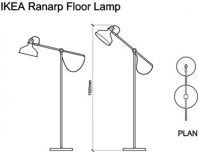 AutoCAD download IKEA Ranarp Floor Lamp DWG Drawing Thousands of free