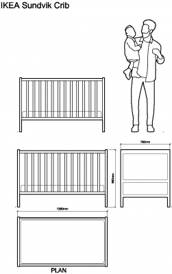 AutoCAD download IKEA Sundvik Crib DWG Drawing Thousands of free CAD