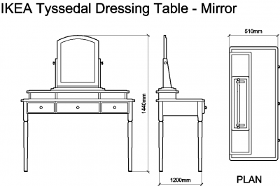 IKEA Tyssedal Dressing Table - Mirror DWG Drawing | Thousands of free