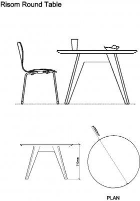 AutoCAD download Risom Round Table DWG Drawing Thousands of free CAD blocks