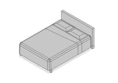 Double Bed 01 3D DWG block