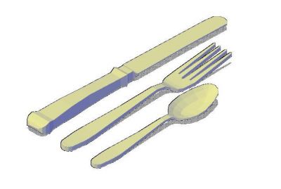 Cutlery 3D DWG block 