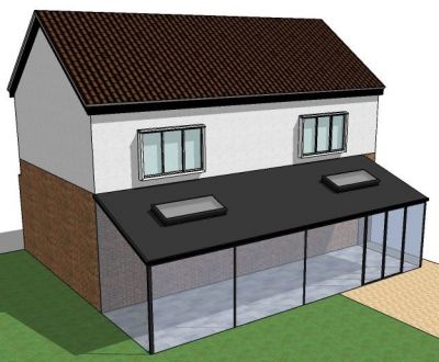 Detached house with Glass Conservatory Sketchup model