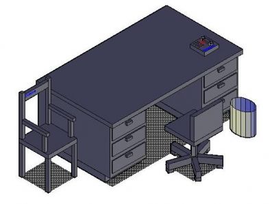 Office Desk Layout 3D DWG block
