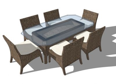 modelo de SketchUp al aire libre muebles de mimbre