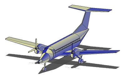 Bloco de CAD 3D do avião passageiro