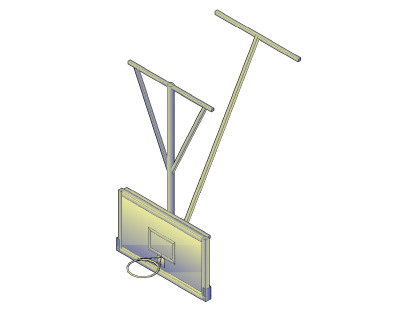 バスケットボールフープとバックボード3D CAD dwg