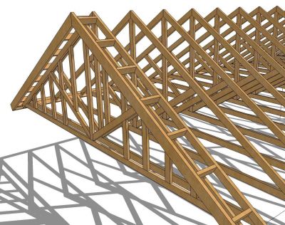 Wooden Roof Trusses sketchup model