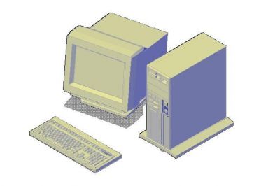 Retro PC 3D CAD block 