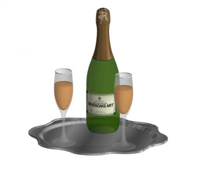 Champagne et verres modèle sketchup