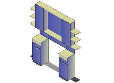 Modelo de CAD 3D em espelho e prateleira