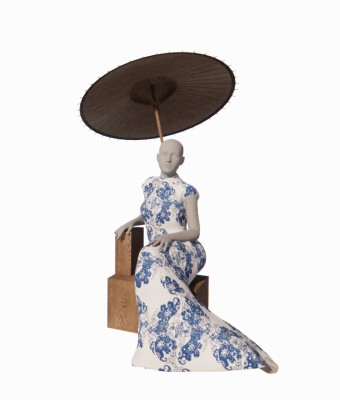 Chinese dress with umbrella revit family