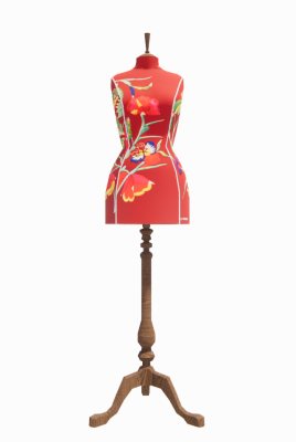 Red chinese dress with flower pattern revit family