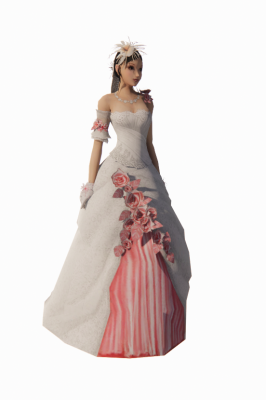 Wedding dress mannequin with pink fabric under revit family